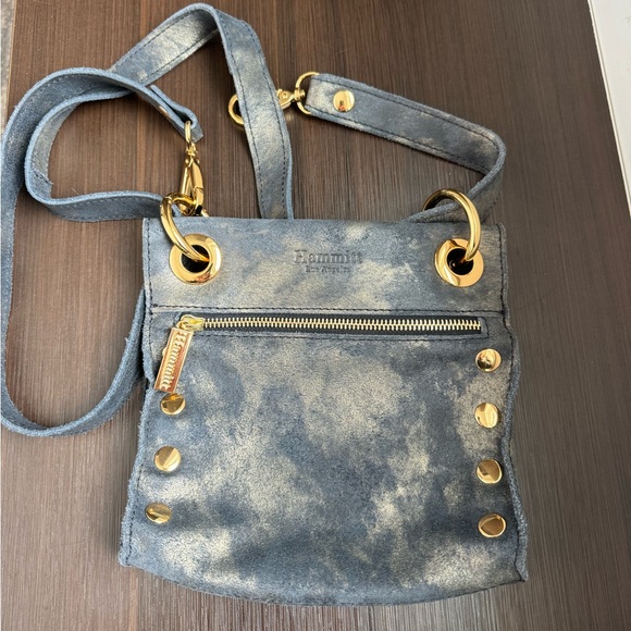 Hammitt Handbags - Hammitt Small Tony Blue and Gold Crossbody Bag